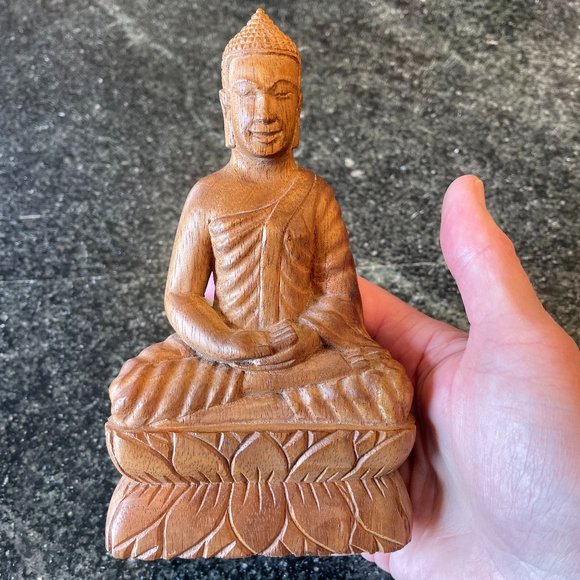 Hand Carved Wood Buddha, Cambodian - Picture 4 of 5